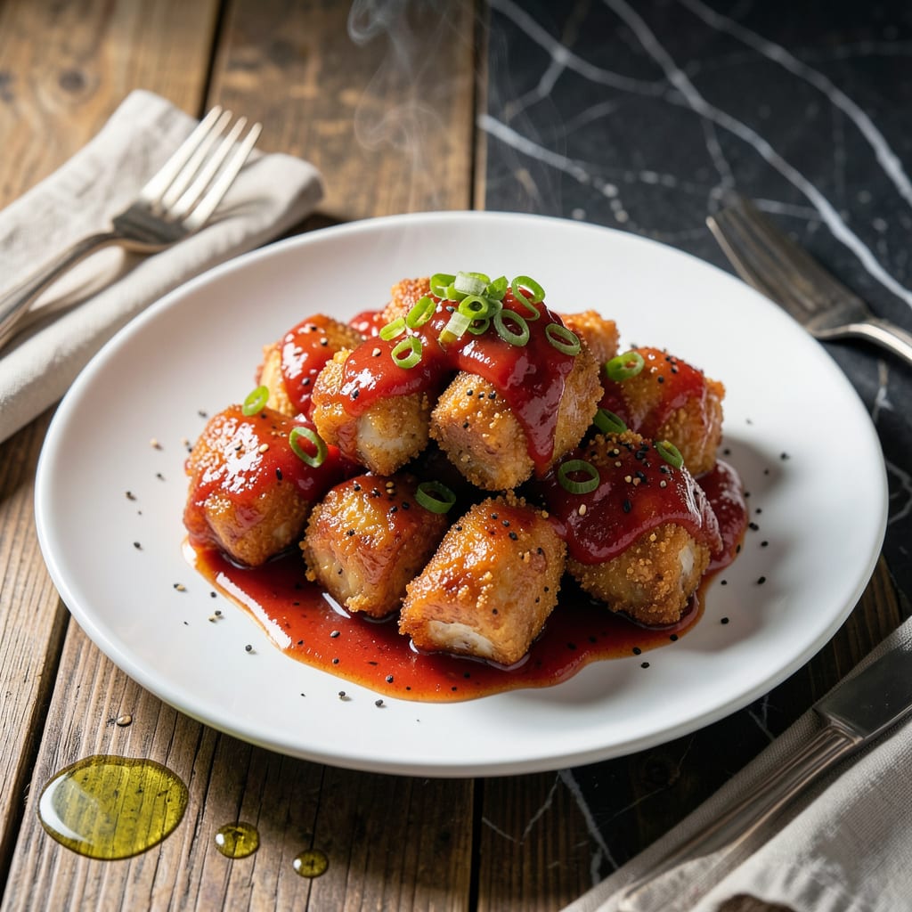 sticky sweet and sour chicken recipe example with annotations