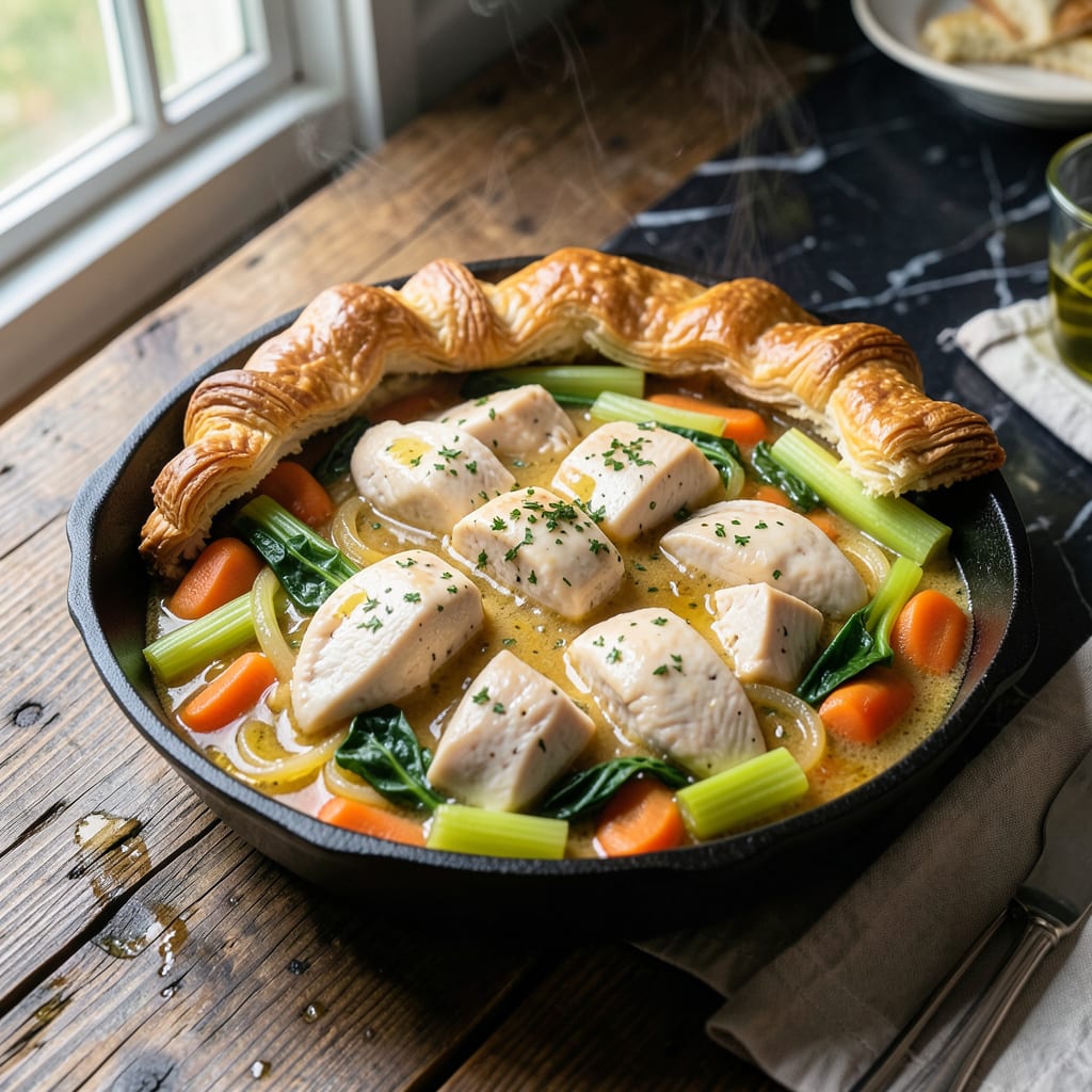Complete stove top chicken pot pie recipe overview image