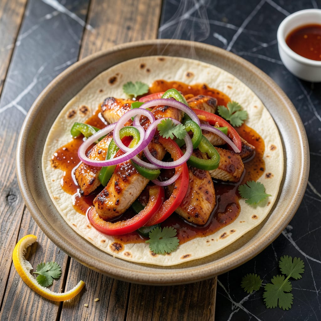 sweet chilli chicken wrap recipe example with annotations