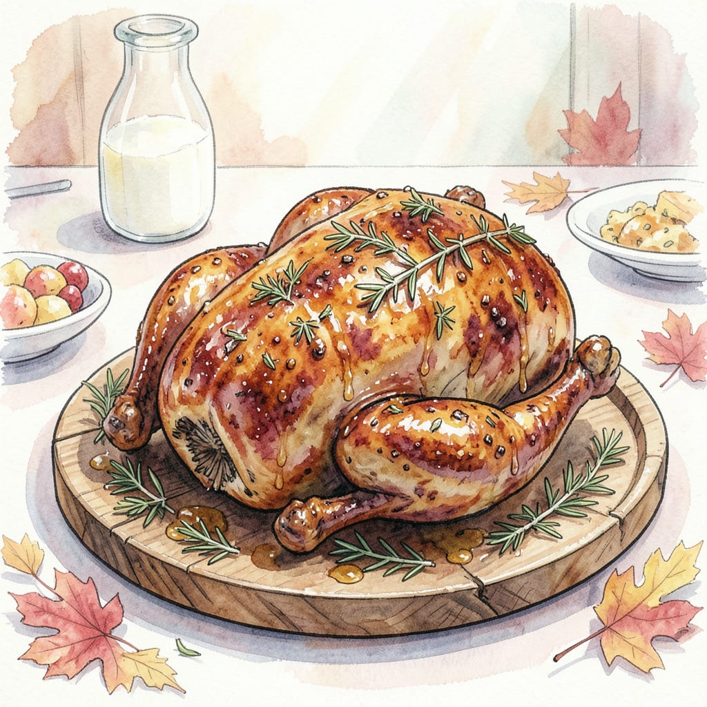 thanksgiving chicken recipe illustration with key details
