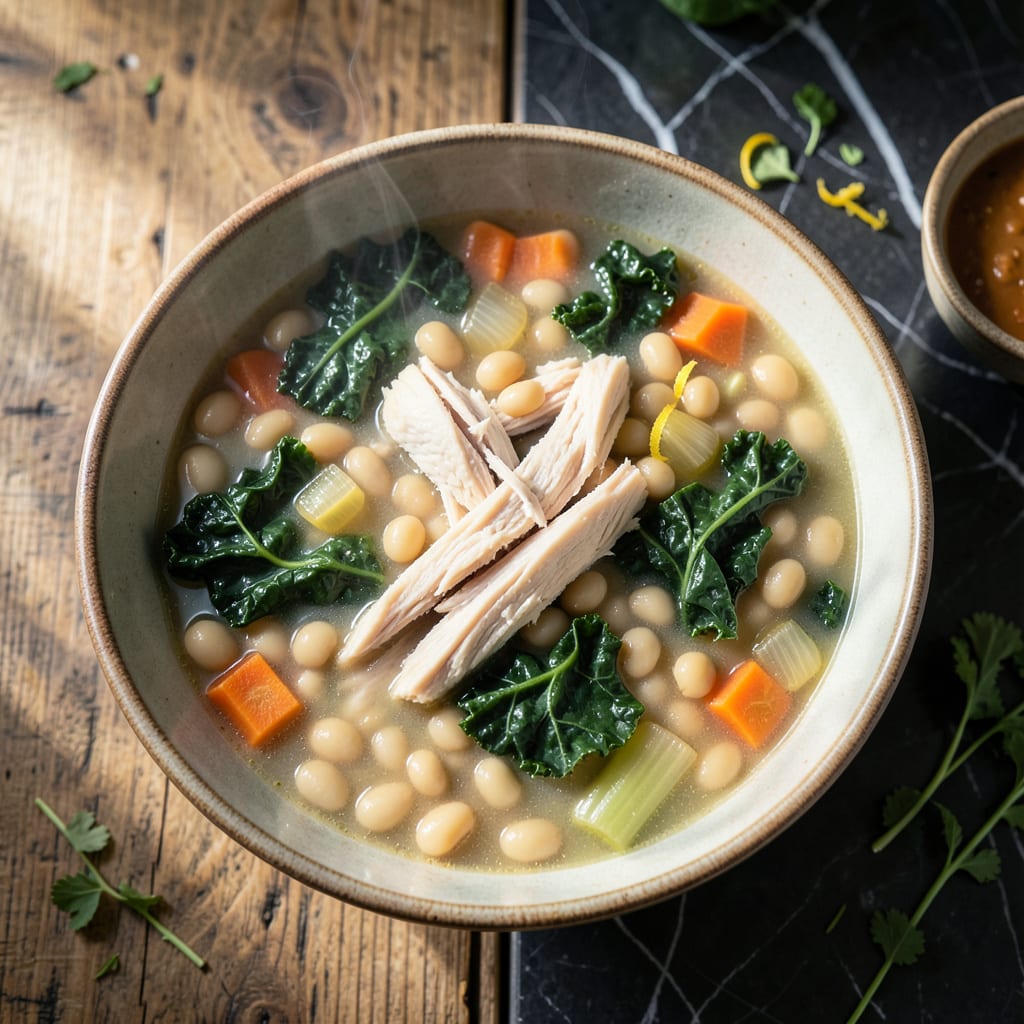 white bean chicken kale soup recipe detailed visual guide